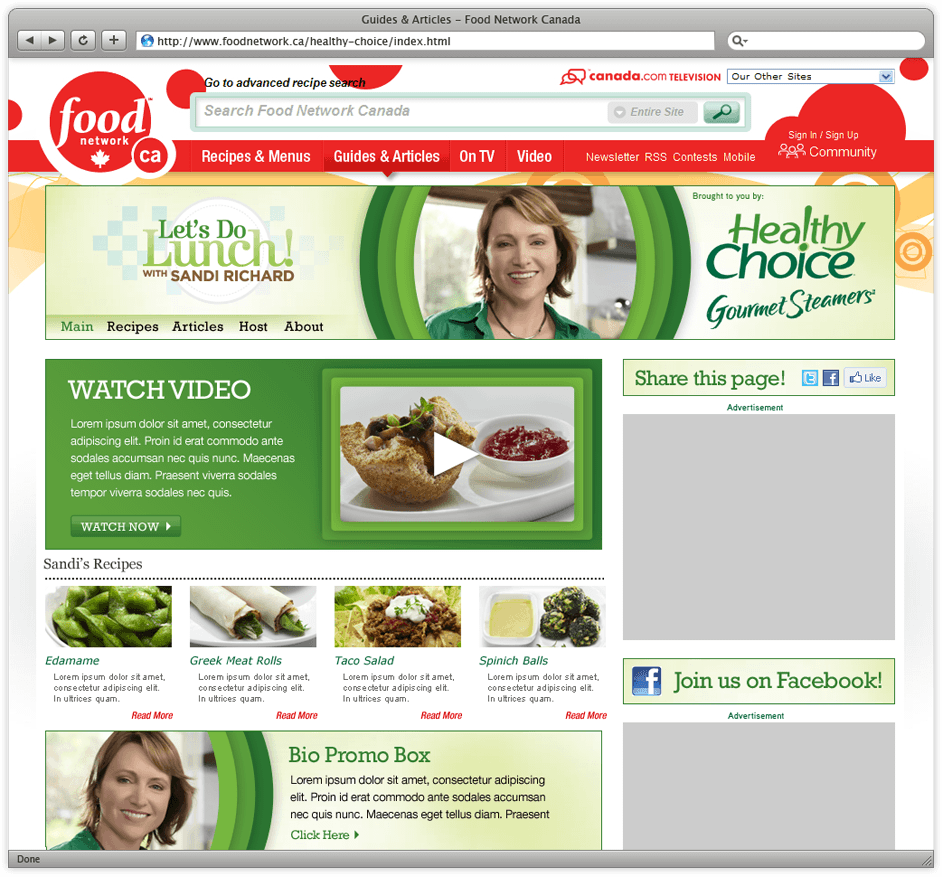 Food Network's Let's Do Lunch Website
